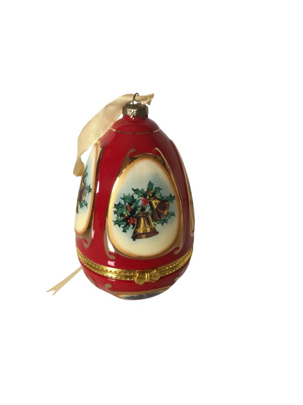 Mr Christmas Valerie Hill Holiday Egg Music Box Red Ornament Trinket Box 2007